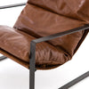 Chaise LOUIS, fauteuil en cuir brun et métal bronze