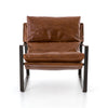 Chaise LOUIS, fauteuil en cuir brun et métal bronze