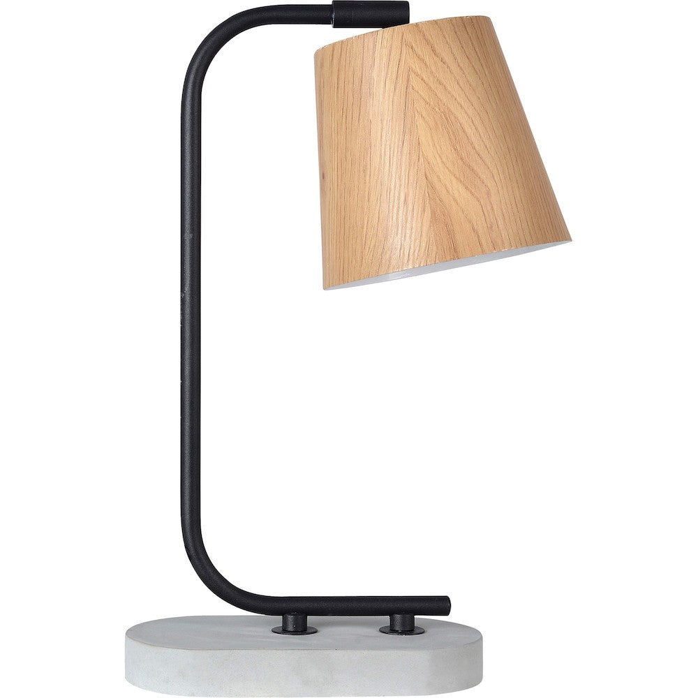 lampe sur table en béton noir et bois pale yan Maillé style