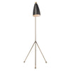Lucille, lampe sur pied doté d'un abat-jour noir mat et un pied en laiton antique poli pour un design minimaliste et un éclairage personnalisé par Maillé Style (Érik Maillé)