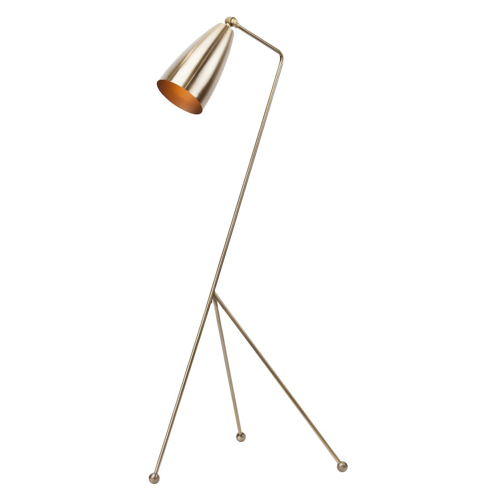 Lucille, lampe sur pied tout en laiton antique poli pour un design minimaliste et un éclairage personnalisé par Maillé Style (Érik Maillé)
