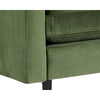 Sofa Marie, canapé en velours vert avec un dossier en capitonnage à canaux et des pieds en bois espresso et embouts en laiton pour un design audacieux et confortable par Maillé Style (Érik Maillé)