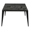 La table de salon MINK présenta un design sophistiqué minimaliste avec son plateau rectangulaire en marbre noir encastré dans une base en métal noir mat  par Maillé Style (Érik Maillé)