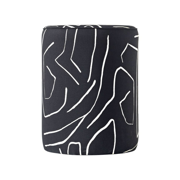 MOBILIER - POUF - ARRONDI - CYLINDRE - NOIR - BLANC - MOTIIFS - MAILLÉ STYLE