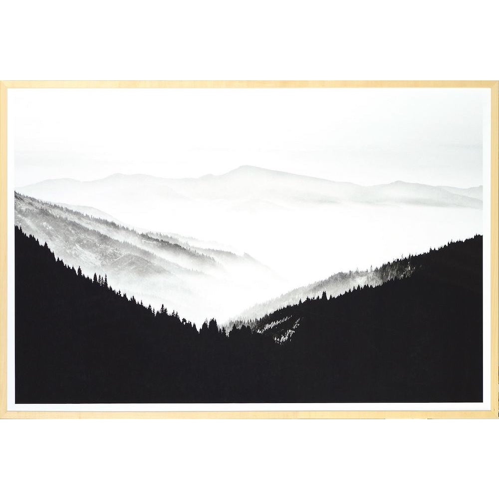 photographie mont noir et blanc cadre blond Maillé style