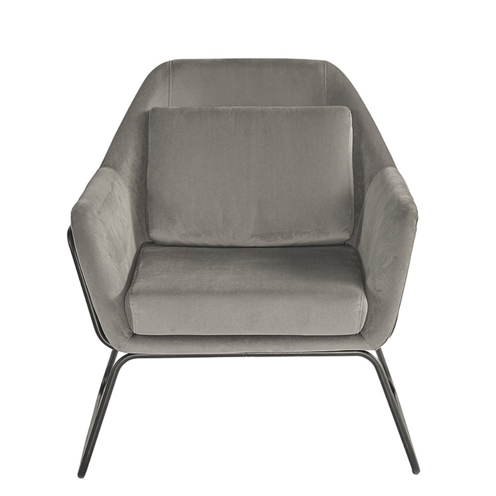 Fauteuil Rock, chaise d'appoint en tissu gris reposant sur une structure en métal noir  avec un style tendance, moderne et polyvalent par Maillé Style (Érik Maillé)