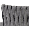 Tabouret de comptoir Sarah, tabouret original avec son dossier en tissu gris foncé tressé pour un design contemporain et urbain par Maillé Style (Érik Maillé)