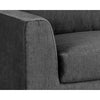 Sofa Yan, canapé en tissu gris foncé avec des pieds en métal noir pour un design élégant et intemporel par Maillé Style (Érik Maillé)