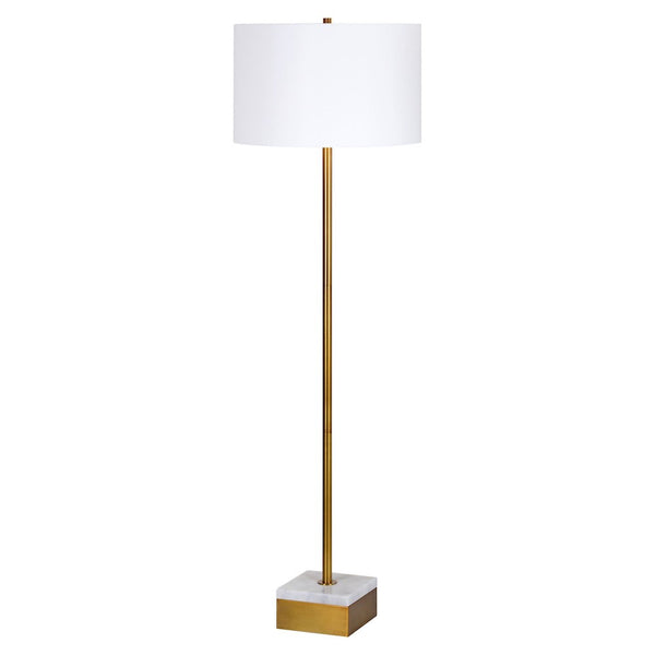 lampe sur pied diva or à abat-jour en lin blanc Maillé style