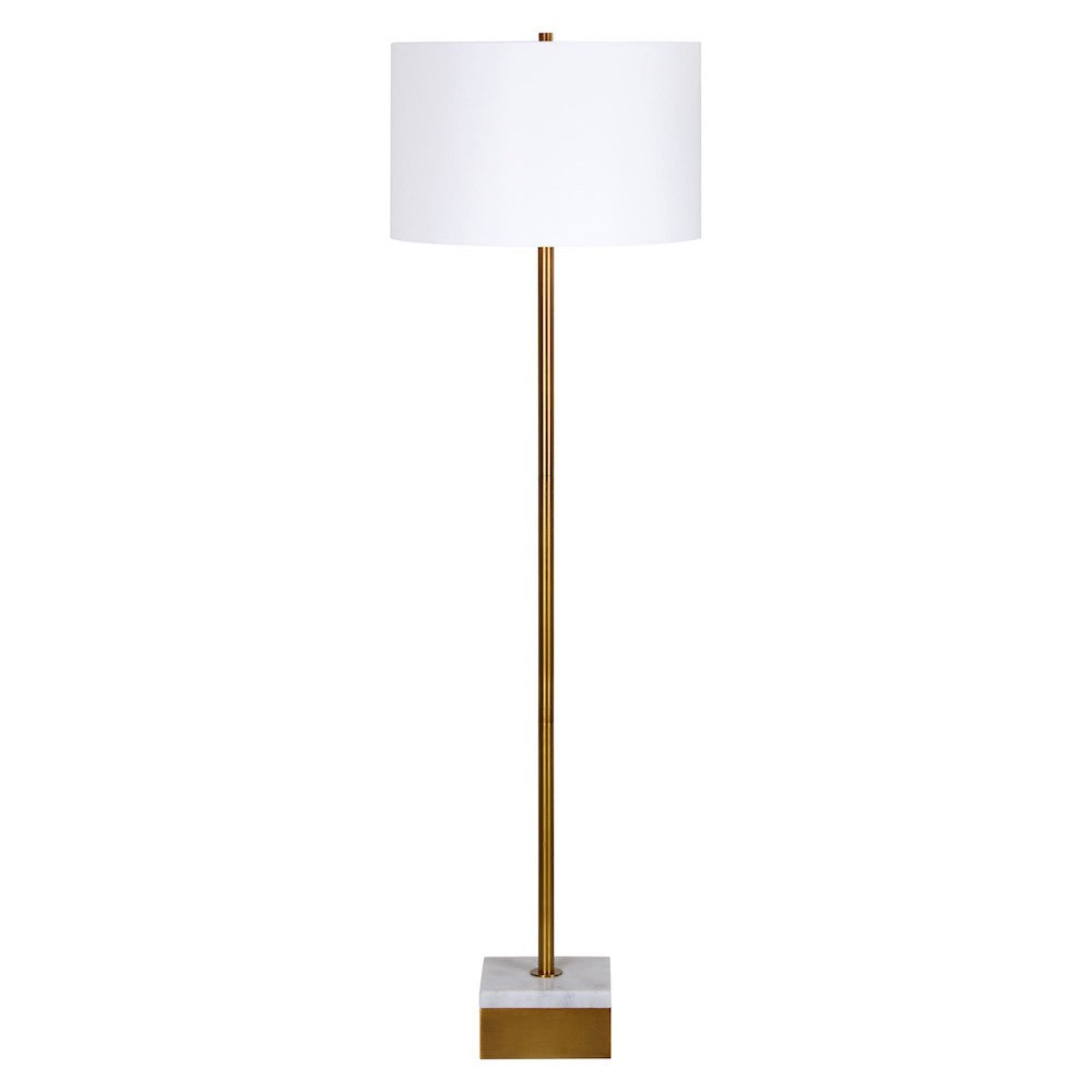 lampe sur pied diva or à abat-jour en lin blanc Maillé style
