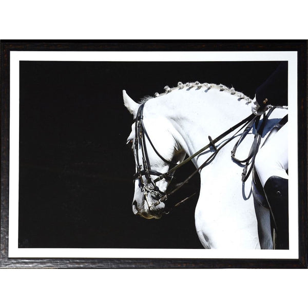 tableau d'Art équestre cheval noir et blanc Maillé style