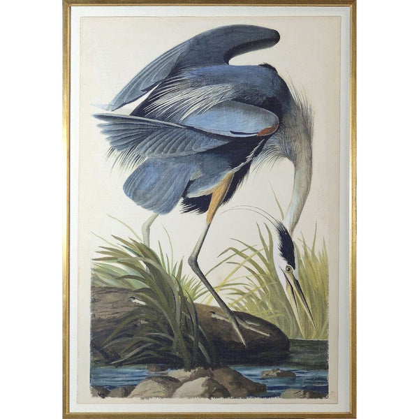 toile d'art Héron oiseau bleu Maillé style