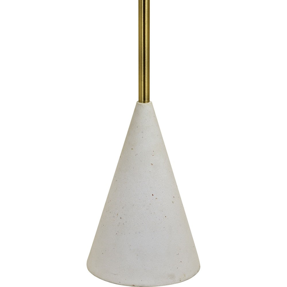 Lampe sur pied Luna or abat jour en lin blanc et base en béton Maillé style